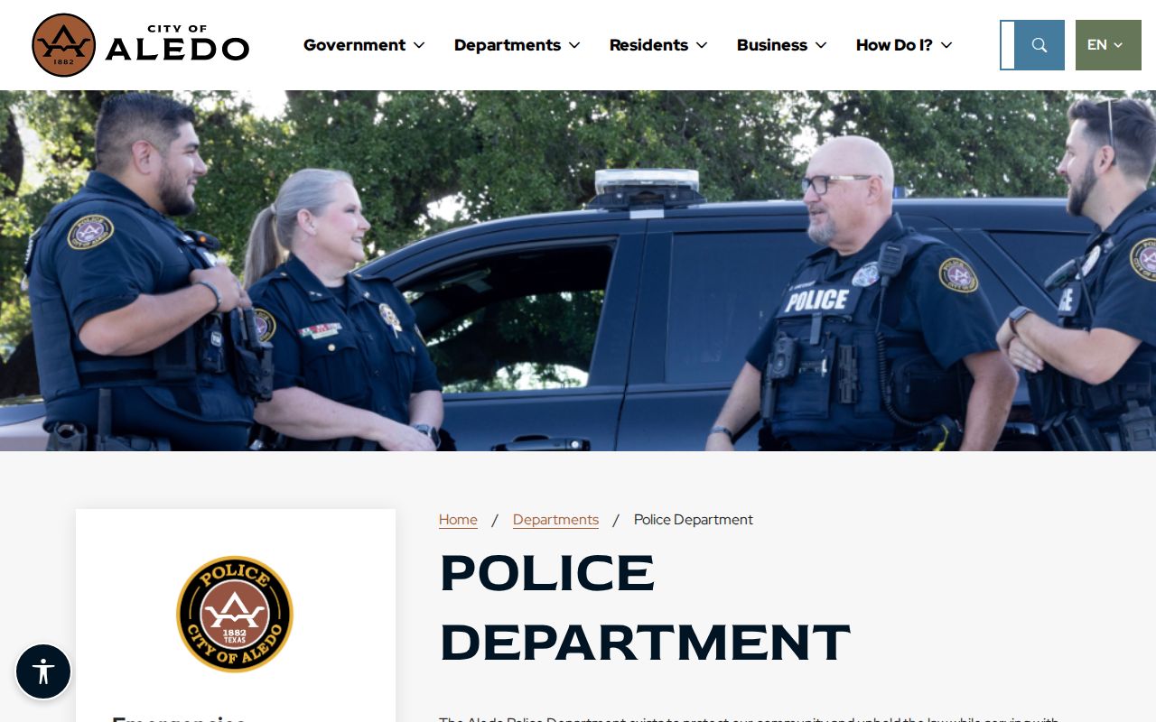 Parker County warrant records: Aledo Police Department contact page after the 2025 transition
