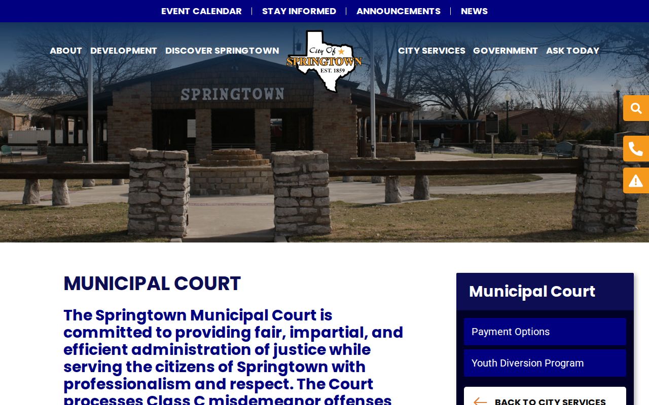 Parker County warrant records: Springtown Municipal Court processing and warrant-contact page