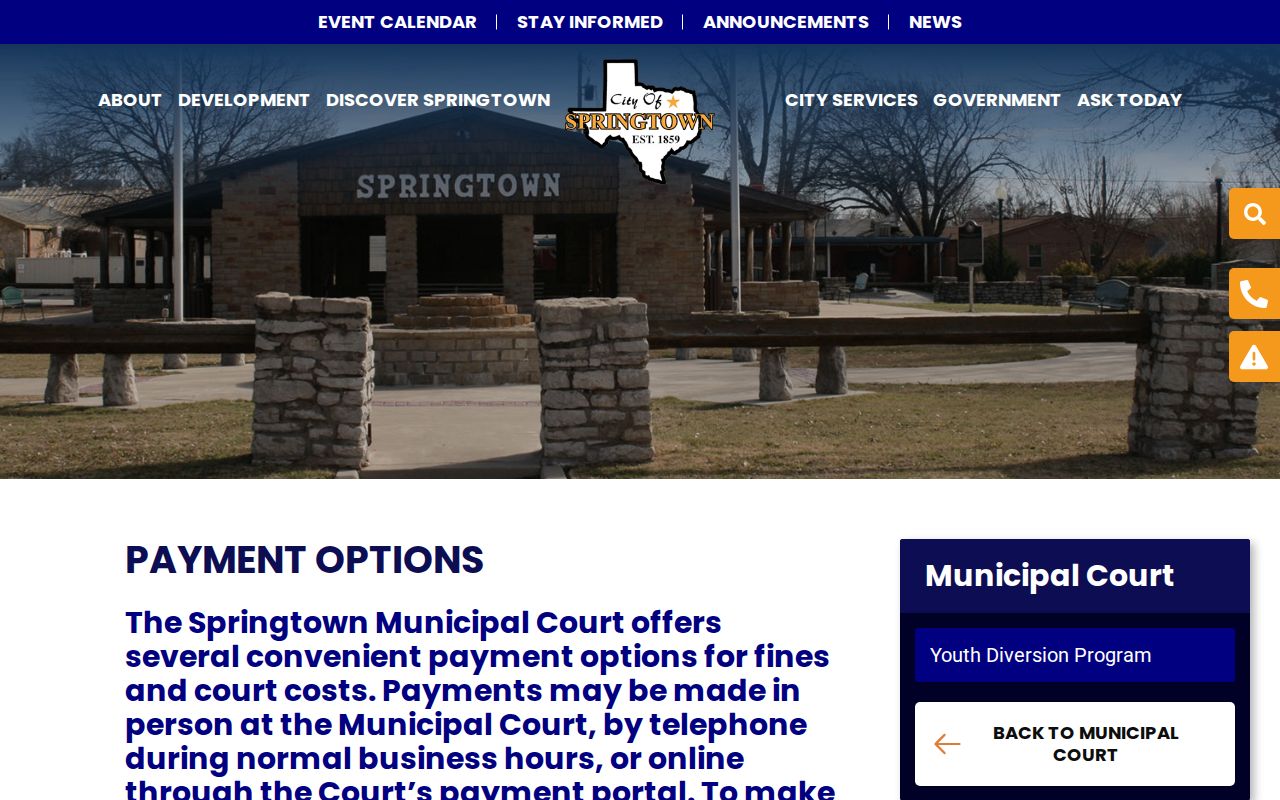 Parker County traffic warrant records: Springtown municipal court payment options page
