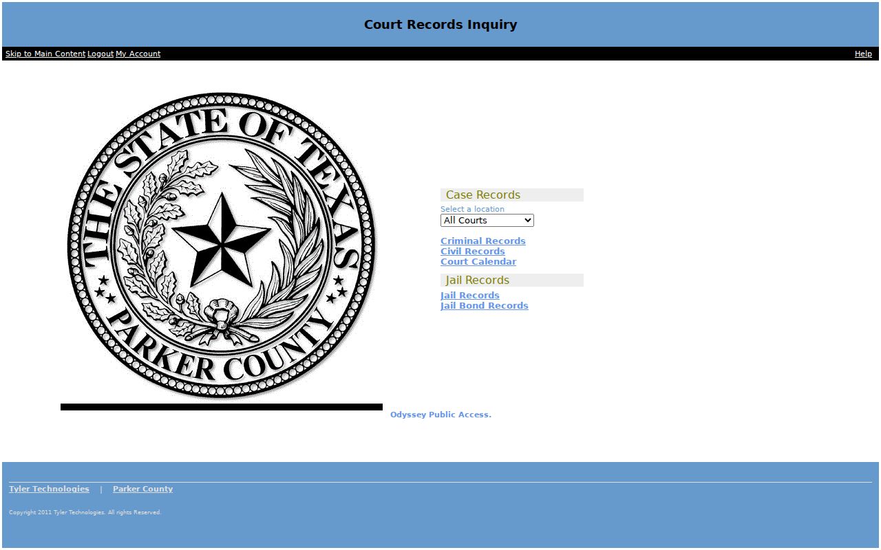 Parker County warrant records: county-linked Tyler public portal interface